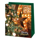 Cardex Boldog Karácsonyt díszített karácsonyfa mintás közepes ajándéktáska 18x10x23cm