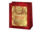 Cardex Boldog Karácsonyt feliratos, arany-piros színű közepes méretű exkluzív ajándéktáska 18x10x23cm