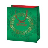 Cardex Boldog karácsonyt! zöld közepes méretű ajándéktáska 18x10x23cm