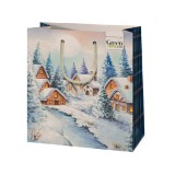 Cardex Green Grass Téli falu közepes méretű exkluzív ajándéktáska 18x10x23cm