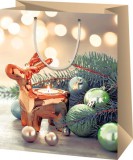 Cardex Karácsonyi ajándéktáska 14x11x6cm, kicsi, rénszarvas gömbökkel