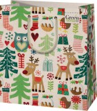 Cardex Karácsonyi ajándéktáska 23x18x10cm, közepes, green, karácsonyi állatok
