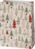 Cardex Karácsonyi ajándéktáska 33x27x14cm, nagy, green, fenyőfák