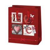 Cardex LOVE rózsa mintás nagy méretű exkluzív ajándéktáska 27x14x33cm-es