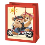 Cardex Maci család motorkerékpáron mintás közepes ajándéktáska 18x10x23cm