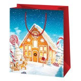Cardex Mézeskalács házikó mintás közepes ajándéktáska 18x10x23cm
