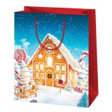 Cardex Mézeskalács házikó mintás normál méretű ajándéktáska 11x6x14cm-es