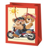 Cardex Motorozó mackók mintás nagy méretű exkluzív ajándéktáska 27x14x33cm-es