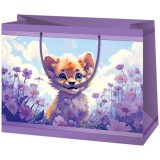 Cardex Oroszlánkölyök virágokkal lila színű közepes méretű exkluzív ajándéktáska 18x10x23cm