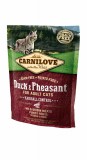Carnilove Cat Adult Duck & Pheasant Hairball Control-  Kacsa és Fácán Hússal 400g