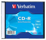 CD-R lemez, 700MB, 52x, 1 db, vékony tok, VERBATIM DataLife (CDV7052V1DL)