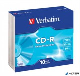 CD-R lemez, 700MB, 52x, 10 db, vékony tok, VERBATIM "DataLife"