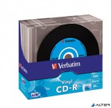 CD-R lemez, bakelit lemez-szerű felület, AZO, 700MB, 52x, 10 db, vékony tok, VERBATIM &#039;Vinyl&#039;