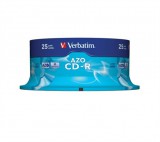 CD-R lemez, Crystal bevonat, AZO, 700MB, 52x, 25 db, hengeren VERBATIM "DataLife Plus"