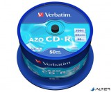 CD-R lemez, Crystal bevonat, AZO, 700MB, 52x, 50 db, hengeren VERBATIM "DataLife Plus"