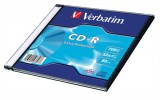 CD-R lemez, Crystal bevonat, AZO, 700MB, 52x, normál tok, VERBATIM "DataLife Plus"