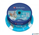 CD-R lemez, nyomtatható, matt, ID, AZO, 700MB, 52x, 25 db, hengeren, VERBATIM
