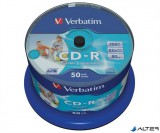 CD-R lemez, nyomtatható, matt, no-ID, AZO, 700MB, 52x, 50 db, hengeren, VERBATIM