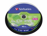 Cd-rw lemez, újraírható, serl, 700mb, 8-10x, 10 db, hengeren verbatim 43480