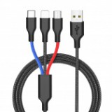 Cellect 3-in-1 adatkábel, micro USB+Type-c+lightning, 1.2 m, Fekete MDCU-3IN1