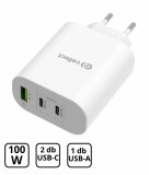 Cellect Hálózati töltő adapter gyorstöltő funkcióval 100W, Fehér
