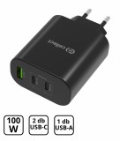 Cellect Hálózati töltő adapter gyorstöltő funkcióval 100W, Fekete