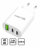 Cellect Hálózati töltő adapter gyorstöltő funkcióval 45W, Fehér