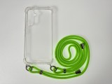 Cellect iPhone 15 Plus, TPU+PC, Átlátszó, Mobiltelefon tok neon zöld zsinórral