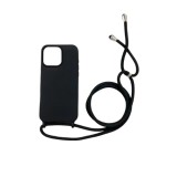 Cellect iPhone 16 Pro, TPU+PC, Fekete, Mobiltelefon tok fekete zsinórral
