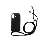 Cellect iPhone 16, TPU+PC, Fekete, Mobiltelefon tok fekete zsinórral
