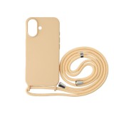 Cellect, iPhone 16,  TPU+PC, Nyakba akasztható, Barack színű, Mobiltelefon tok
