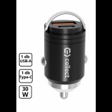 Cellect Mini autós töltő adapter gyorstöltő funkcióval 30W (MPCB-PD30WM-BK)