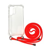 Cellect Samsung Galaxy S23 Ultra TPU+PC átlátszó tok narancssárga zsinórral