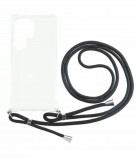Cellect, Samsung Galaxy S25 Ultra, TPU+PC, Átlátszó, Mobiltelefon tok, Fekete Zsinórral
