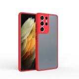 Cellect Samsung S21 Ultra műanyag tok, piros, fekete, CEL-MATT-S21U-RBK