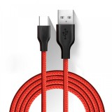 Cellect USB-A - Type-C szövetborítású adatkábel 1m piros-fekete (MDCU-TEXT-TYPEC-R) (MDCU-TEXT-TYPEC-R) - Adatkábel