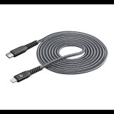 CELLULARLINE adatkábel és töltő (Type-C - lightning 8pin, kevlár borítás, gyorstöltés támogatás, MFI, 120cm) FEKETE (TETRACABC2LMFI1MK) (TETRACABC2LMFI1MK)