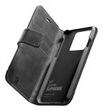 Cellularline Premium Supreme Leather Book Case for Apple iPhone 13 Mini, Black SUPREMECIPH13MINK