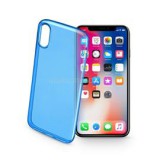 Cellularline tok, Color Case, ultra vékony, átlátszó, gumi iPhone X, kék (COLORCIPH8B)