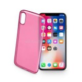 Cellularline tok, Color Case, ultra vékony, átlátszó, gumi iPhone X, rózsaszín (COLORCIPH8P)