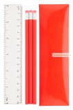 Ceruza készlet 15 cm-es vonalzóval, piros