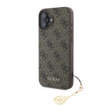 CG Mobile Apple iPhone 16 guess 4g charms műanyag telefonvédő (textil hátlap, telefondísz) barna