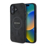 CG Mobile Apple iPhone 16 guess 4g ring classic logo szilikon telefonvédő (ütésállóság, textil hátlap, magsafe) fekete