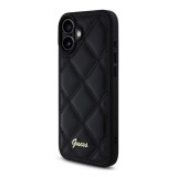 CG Mobile Apple iPhone 16 guess pu leather quilted szilikon telefonvédő (ütésállóság, bőr hatású hátlap, rombusz) fekete