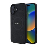 CG Mobile Apple iPhone 16 guess saffiano peony classic logo szilikon védő (ütésálló, bőr hatású hátlap, magsafe) fekete