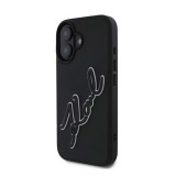 CG Mobile Apple iPhone 16 karl lagerfeld 3d rubber signature szilikon telefonvédő (ütésállóság, 3d) fekete