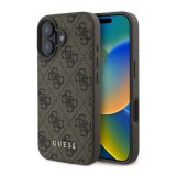 CG Mobile Apple iPhone 16 Plus guess 4g metal gold logo műanyag telefonvédő (textil hátlap) sötétbarna