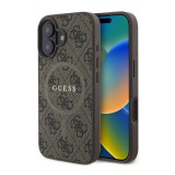 CG Mobile Apple iPhone 16 Plus guess 4g ring classic logo szilikon védő (ütésállóság, textil hátlap, magsafe) sötétbarna