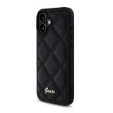 CG Mobile Apple iPhone 16 Plus guess pu leather quilted szilikon védő (ütésállóság, bőr hatású hátlap, rombusz) fekete