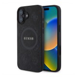 CG Mobile Apple iPhone 16 Plus guess saffiano peony classic logo szilikon védő (ütésálló, bőr hatású, magsafe) fekete